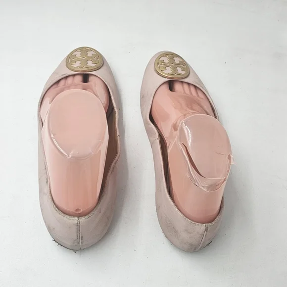 Tory Burch Benton 2 Ballet Flats Nappa Leather Seashell Pink Goan Sand Size 7 - Picture 4 of 11